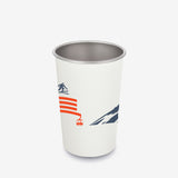 16oz Steel Pint - winter sports graphics with flag/mountain - back side