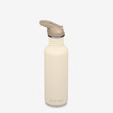 27oz Water Bottle - White Cap Gray cream color