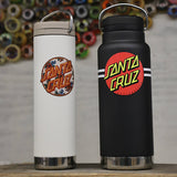 Two insulated bottles, one white and one black, with 'Santa Cruz' logo graphics