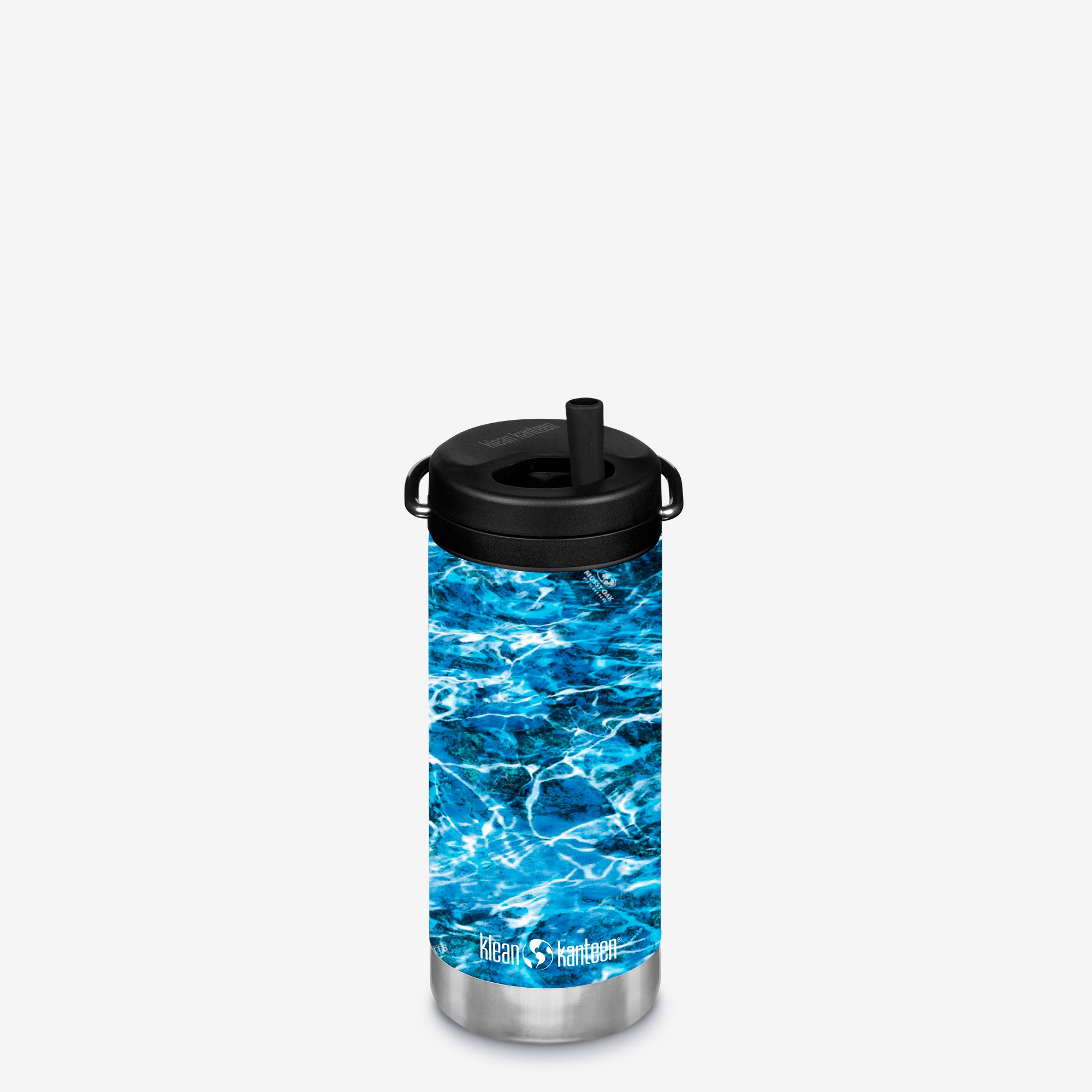 12oz Insulated Water Bottle with Straw Lid - Mossy Oak water pattern - Nautical