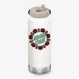 32oz Water Bottle with straw lid and Santa Cruz rose ring graphic