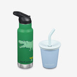 Kid's Sippy Cup and Water Bottle Set - Dinosaurs + Blue