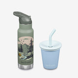 Kid's Sippy Cup and Water Bottle Set - Mountains + Blue