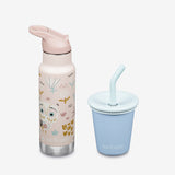 Kid's Sippy Cup and Water Bottle Set - Owls + Blue