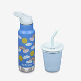 Kid's Sippy Cup and Water Bottle Set - Rainbows + Blue