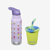 Kid's Sippy Cup and Water Bottle Set - Ice Cream + Lime Green