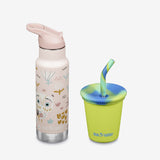 Kid's Sippy Cup and Water Bottle Set - Owls+ Lime Green