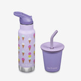 Kid's Sippy Cup and Water Bottle Set - Ice Cream + Purple