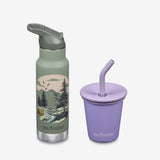 Kid's Sippy Cup and Water Bottle Set - Mountains + Purple