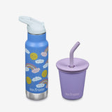 Kid's Sippy Cup and Water Bottle Set - Rainbows + Purple