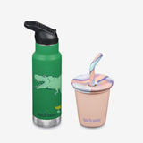 Kid's Sippy Cup and Water Bottle Set - Dinosaurs + Peach