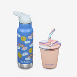 Kid's Sippy Cup and Water Bottle Set - Rainbows + Peach