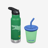 Kid's Sippy Cup and Water Bottle Set - Dinos + Green