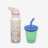 Kid's Sippy Cup and Water Bottle Set - Owls + Green