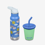 Kid's Sippy Cup and Water Bottle Set - Rainbows + Green