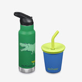 Kid's Sippy Cup and Water Bottle Set - Dinosaurs + Blue
