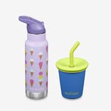 Kid's Sippy Cup and Water Bottle Set - Ice Cream + Blue