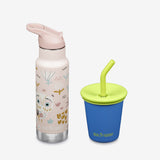 Kid's Sippy Cup and Water Bottle Set - Owls + Blue