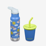 Kid's Sippy Cup and Water Bottle Set - Rainbows + Blue