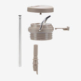 Twist cap with steel straw - taupe color - dissassembled