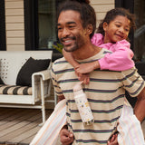 Dad and daughter with kids' water bottle