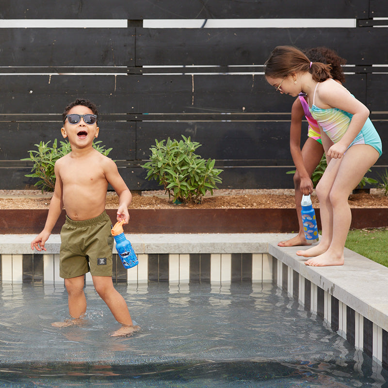 Boy and girls at pool