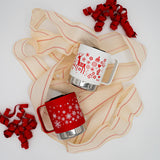 Holiday and winter camp mugs with ribbons