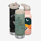 Three outdoor graphics water bottles from Klean