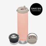 20oz Water Bottle Bundle with 3 caps - Peach Parfait