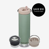 20oz Water Bottle Bundle with 3 caps - Green