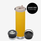 20oz Water Bottle Bundle with 3 caps - Yellow