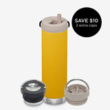 20oz Water Bottle Bundle with 3 caps - Yellow