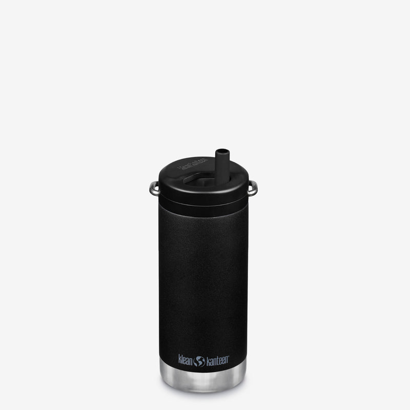 12 oz Insulated Water Bottle with Straw Lid - Black
