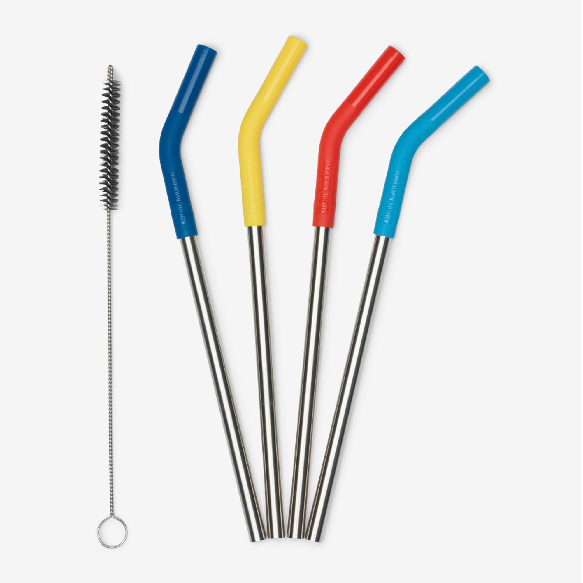Stainless Steel Set of 4 Reusable Metal Straws w/ Silicone Tips & Clea —  EcoVessel