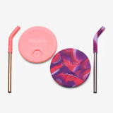 Kid's Cup Straw Lid - Pink Tie Dye