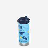 12 oz Insulated Water Bottle with Straw Lid - Surfer design