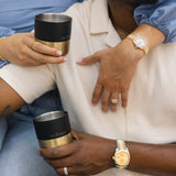 Couple holding 2 lowball tumblers
