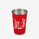 16oz Steel Pint - red with white snow sports graphics