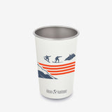16oz Steel Pint - winter sports graphics with flag/mountain