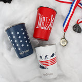 Set of 3 steel pints - USA and Olympics graphics, red, white and blue