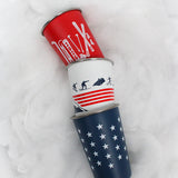 16oz Steel Pint - winter sports graphics with flag/mountain - stacked