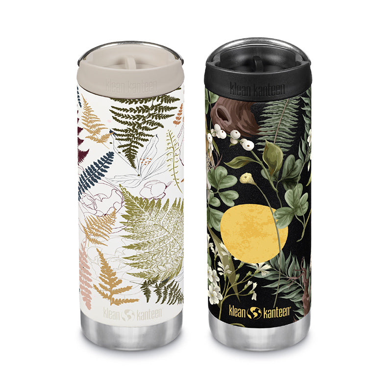 Two Klean Kanteen tumblers with botanical designs  - floral fall