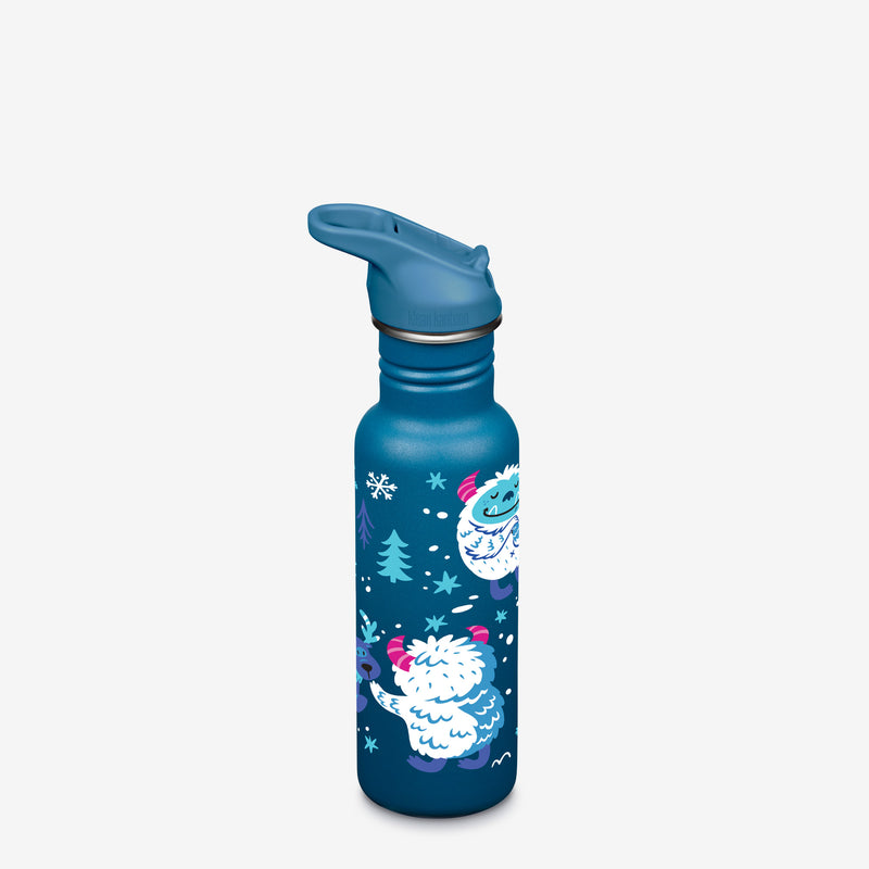 18oz Water Bottle with Straw - Snow Beasts graphic (back side)