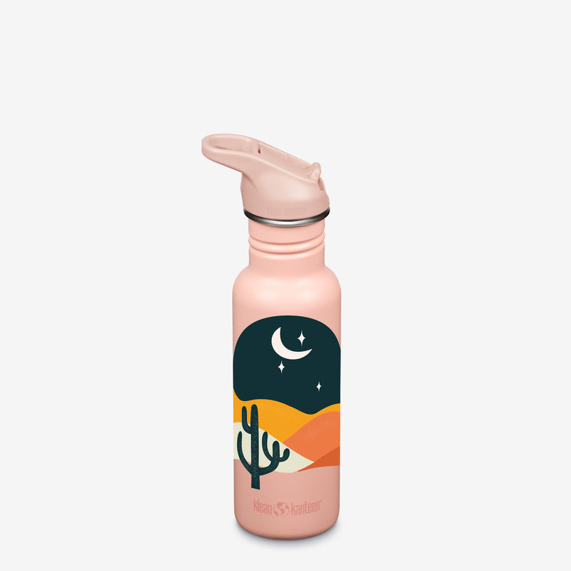 18oz water bottle with straw  - Bohemian Nights graphic