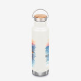 Earth Day - insulated water bottle with bamboo cap - beach graphic - back side