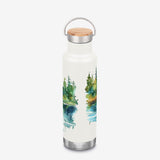 Earth Day - insulated water bottle with bamboo cap - mountain graphic - back side
