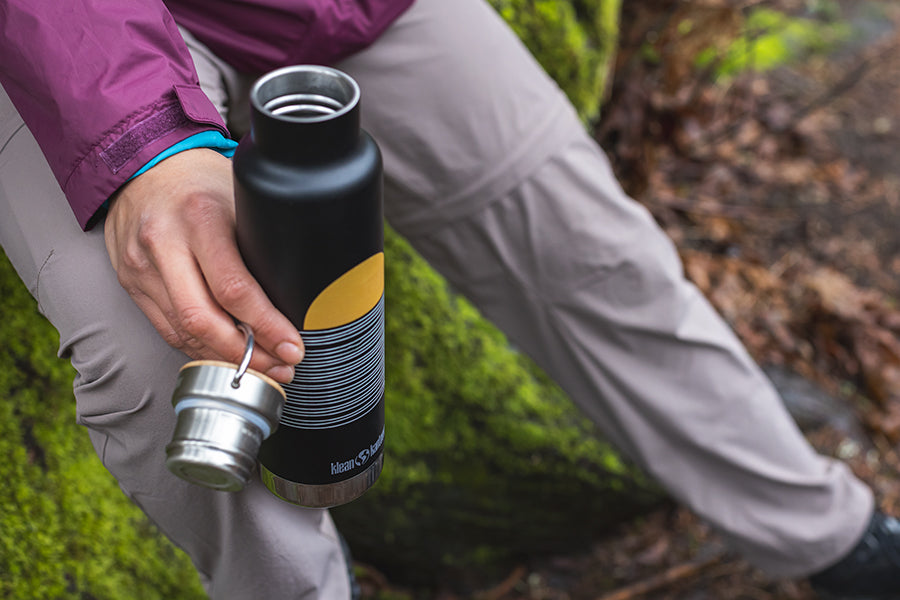 Limited Edition 20 oz Classic Insulated Water Bottle with Bamboo Cap - Sunset and Mountain