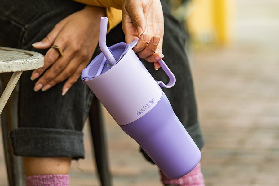 Tumbler with straw and handle