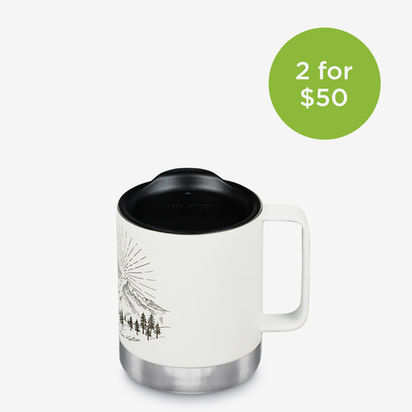 12oz Camp Mug - white mountain graphic - 2 for $50