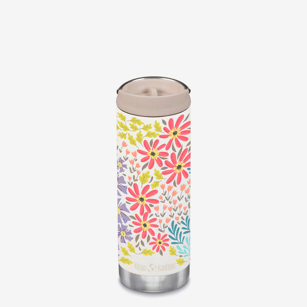 Limited Edition 16 oz TKWide Insulated Coffee Tumbler with Café Cap - Tulips and Smiles
